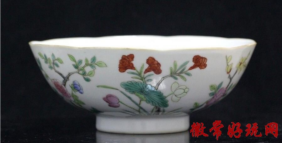 道光粉彩花卉纹葵口碗-粉彩碗盘_粉彩瓷器_粉彩瓷器收藏_粉彩瓷器鉴定_ 道光粉彩花卉纹葵口碗-粉彩碗盘_粉彩瓷器_粉彩瓷器收藏_粉彩瓷器鉴定_